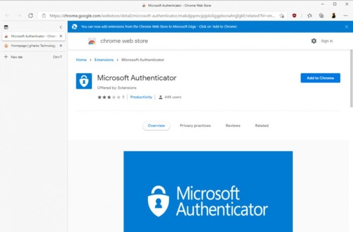 Chrome商城出现虚假微软Authenticator扩展程